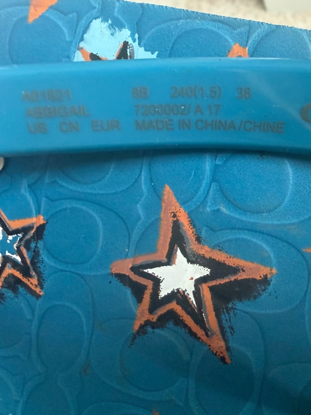 Coach Abbigail Flip Flop Sandals Teal Blue Star Detail Size 7/8 - Picture 13 of 14